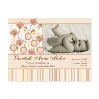 Sweet Groovy Blooms Baby Announcement postcard