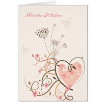 Sweet Heart & Butterfly Swirls Invitation Card