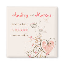 Sweet Heart & Butterfly Swirls Save Date Magnet