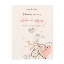 Sweet Heart & Butterfly Swirls Save The Date Card postcards