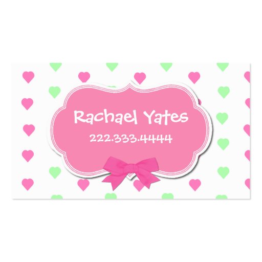 Sweet Hearts Girl's Play Date Card Business Card Templates (front side)