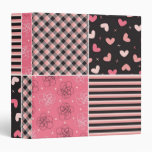 Sweet Hearts Plaid Pink Black Pattern Binder
