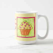 Sweet Hearts Yellow Cupcake Mug mugs