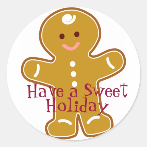Sweet Holiday Gingerbread Man Label Round Sticker