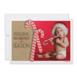Sweet Holiday Photo Card with Cute Candy Canes