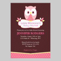 Sweet Hoot Owl Baby Shower Invitations - Pink invitations