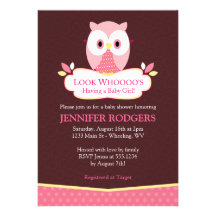 Sweet Hoot Owl Baby Shower Invitations - Pink