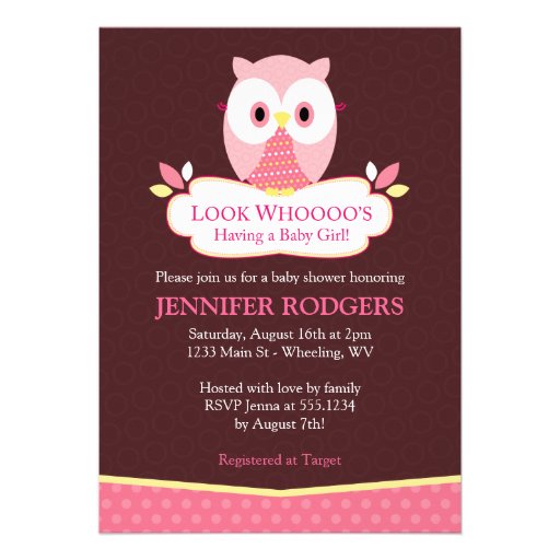Sweet Hoot Owl Baby Shower Invitations - Pink