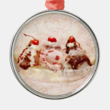 Sweet - Ice Cream - Banana split Ornaments