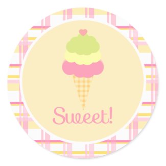 Sweet Ice Cream Birthday Cupcake Toppers/Stickers sticker
