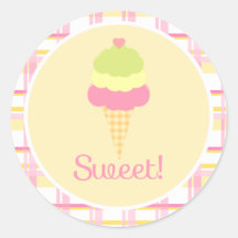 Sweet Ice Cream Birthday Cupcake Toppers/Stickers
