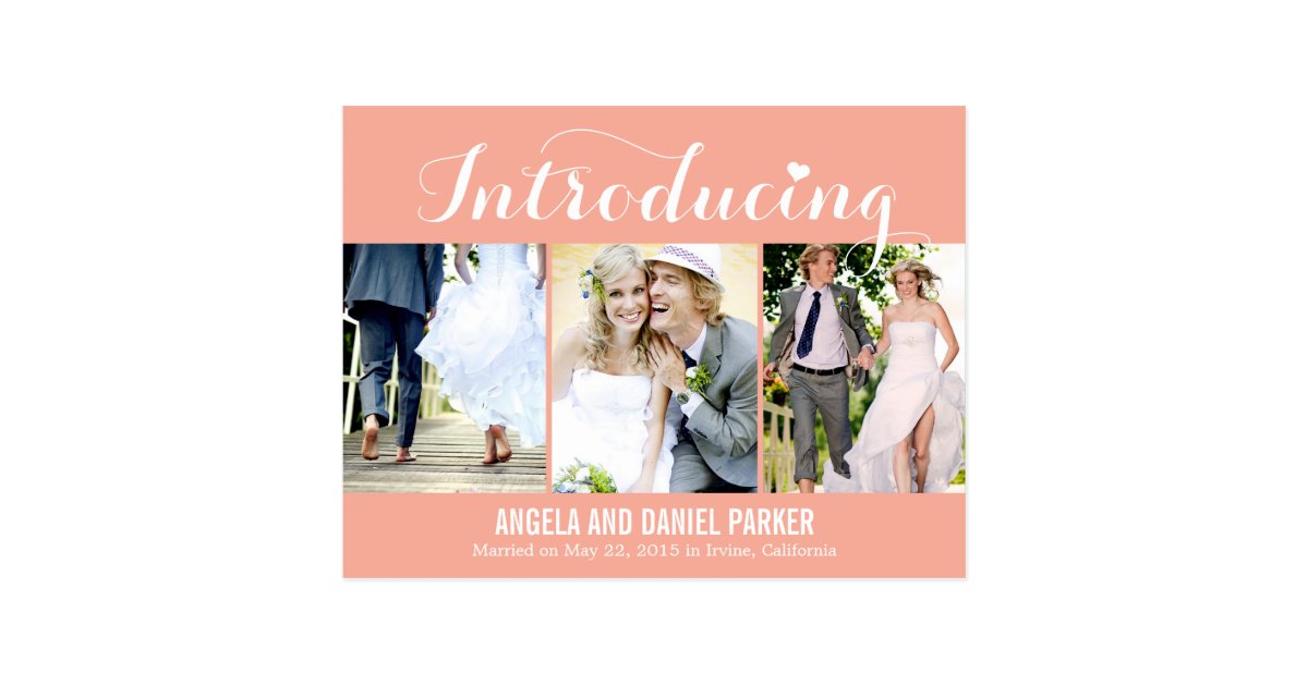 Sweet Introduction Wedding Announcement - Peach Postcard Zazzle