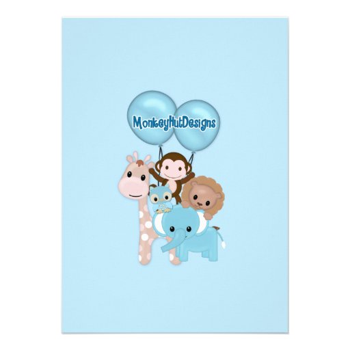 Sweet Jungle Babies Baby Shower Invitation blue