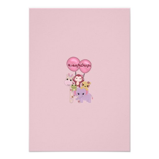 Sweet Jungle Babies PINK Shower Thank You FLAT Personalized Announcements