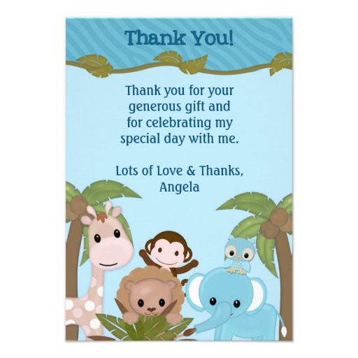 Sweet Jungle Babies Shower Thank You (FLAT style) Personalized Invitation