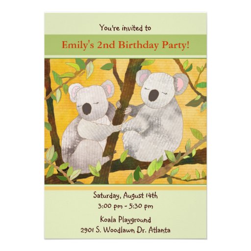 Sweet Koalas: Kids Birthday Party Invitation