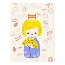 Sweet Kokeshi Japanese doll Post Cards