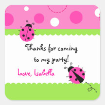 Sweet Ladybug Birthday Party Favor Stickers
