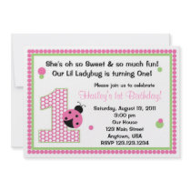 Sweet Ladybug First Birthday Invitation