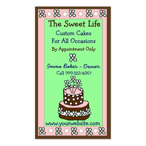 Sweet Life Cake Business cards (front side)