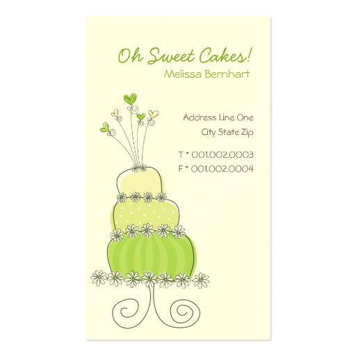 Sweet Lime Wedding Cake Custom Profile Card / Business Card Templates