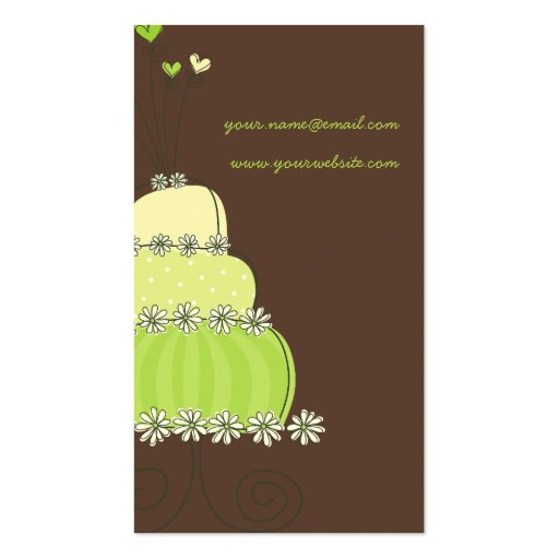 Sweet Lime Wedding Cake Custom Profile Card / Business Card Templates (back side)