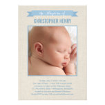 Sweet Linen Photo Baptism Invitation - Blue invitations