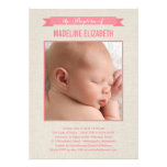 Sweet Linen Photo Baptism Invitation - Pink invitations