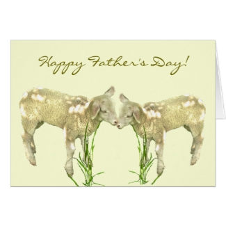 Sweet Little Baby Lambs on Yellow Fathers Day Card