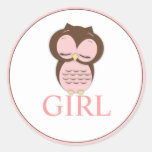 Sweet Little Girl Owl Gender Reveal Team GIRL Stickers