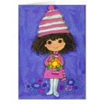 Sweet Little Girl With Daisy Birthday Card