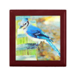 Sweet Little Happy Bluebird on a Fence Post Keepsake Boxes