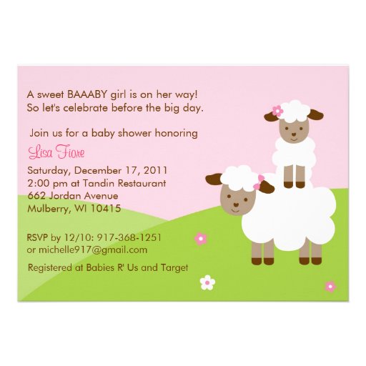 Sweet Little Lamb Baby Shower Invitation