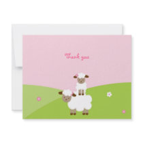 Sweet Little Lamb Thank You Note Cards Invitation