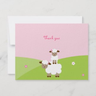 Sweet Little Lamb Thank You Note Cards Invitation