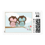 Sweet Little Owl Family on a Branch Stamps