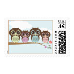 Sweet Little Owls on a Branch Postage Stamp