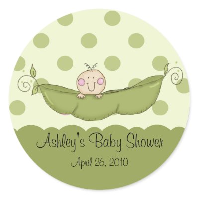 Sweet  Baby Shower Cakes on Sweet Little Pea Baby Shower Sticker By Celebrateitinvites