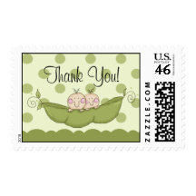 Sweet Little Pea Baby Shower Twins Thank You Stamp