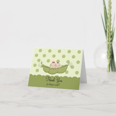 Sweet Little Pea Twin Girls Thank You Note Card
