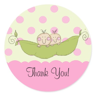 Sweet  Baby Invitations on Sweet Little Pea Twins Baby Shower Sticker Pink From Zazzle Com