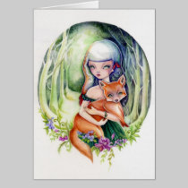 sweet little red - fox blank card cards