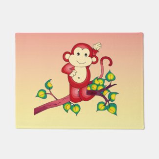 Sweet Little Red Monkey Animal Doormat