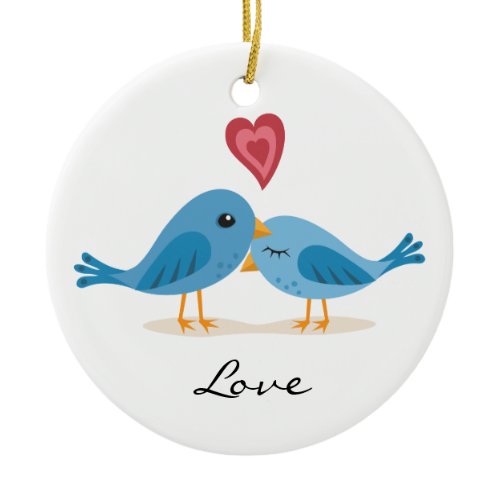 Sweet love birds with heart ornament ornament
