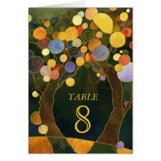 Sweet Love Trees Wedding Table Number Folded Cards