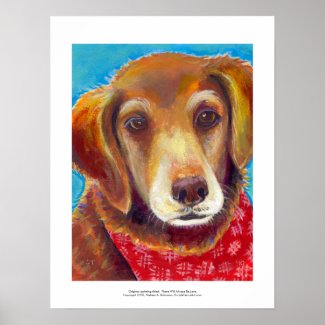 Sweet loving golden retriever dog painting poster