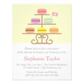 Sweet Macaron, Tea Party Baby Shower, Mom to Be Personalized Invite
