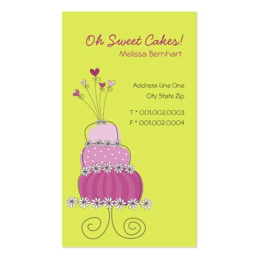 Sweet Magenta Wedding Cake Custom Profile Card / Business Card Templates (front side)