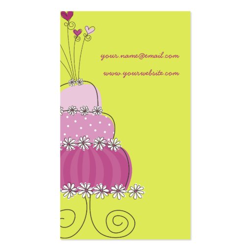 Sweet Magenta Wedding Cake Custom Profile Card / Business Card Templates (back side)