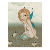 Sweet Meadows- Fairy jackalope postcard postcards